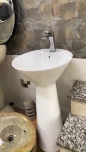 CHẬU LAVABO TRỤ TRÒN LIỀN KHỐI GROVES GRL NTT (43x43x87)