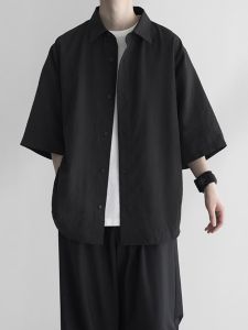 Áo Sơ Mi Nam Tay Ngắn Mùa Hè Mới Phong Cách Nhật Bản Lụa Băng Mỏng Nửa Tay Áo Thời Trang Thường Ngày Không Cần Ủi