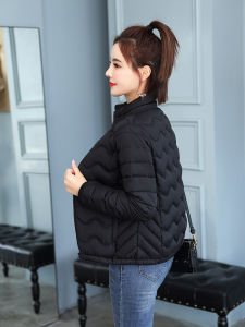 Slim Fit Lightweight Cotton Jacket Womens Short Style plus Size Fashionable Winter Outerwear Coat Korean Version Zipper Pocket