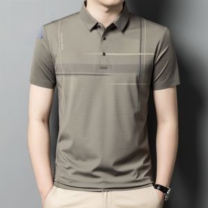 ROMON | Áo thun nam tay ngắn mùa hè mỏng bằng lụa băng cổ polo thương hiệu Romon trang phục công sở thường ngày cho bố trung niên