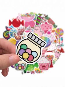 Colorful Candy Stick Stickers 50 Pcs Cute Lollipop Decorative Waterproof Stickers for Notebook Helmet Water Cup iPad Refrigerator Luggage Mobile Phone Washing Machine Keyboard DIY