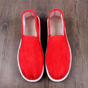 Old Beijing Mens Cloth Shoes Summer Breathable Soft Bottom Red Corduroy West Mountain Cow Tendon Bottom Wear-Resistant Work Shoes