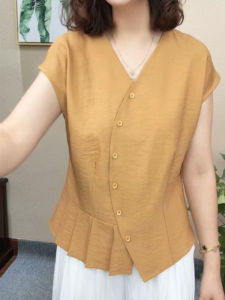 Áo Thun Tay Ngắn Cổ Chữ V Màu Trơn Mùa Hè 2025 Cho Nữ Áo Sơ Mi Thường Ngày Thoáng Khí Thoải Mái Phong Cách Hàn Quốc Áo Thun