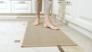 Kitchen Floor Mat Carpet Water Absorption and Oil Absorption Non-Slip Linen Carpet Laundry Room Mat Entrance Doormat Nordic Carpet Long Runner Rug
