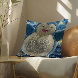 Bandai | Pokemon Kanto Starters Anime Plush Pillow Cover Soft Short Plush Cushion Cover For Sofa Bedroom Home Decor Gift