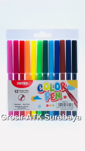 ( DAPAT 1 SET ) COLOR PEN JOYKO 12 WARNA CLP-47-12 CLP-47 / Pulpen Bolpen 12 Warna Joyko CLP-47-12
