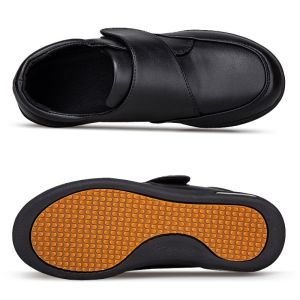 WuChu PU Leather Men Diabetic Shoes Waterproof Women Wide Feet Swollen Walking Shoes Hallux Valgus Adjusting Soft Comfortable Men Shoes
