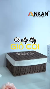 Giỏ mây có nắp đựng đồ đựng mỹ phẩm đựng đồ ăn vặt để bàn decor chụp ảnh sản phẩm lót vải vintage