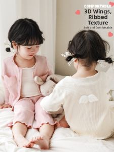 YOEHYAUL | Áo Cardigan Dạo Phố Dễ Thương Cho Bé Gái Có Cánh 3D Hình Tim