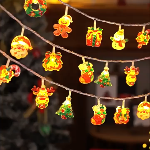 6M LED Christmas String Lights Santa Snowman Tree Decorations for Indoor Outdoor Use