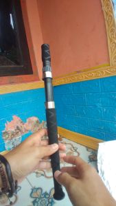 Gagang Joran Pancing Pegangan Kayu  Sudah Dibungkus Karet Grip Bakar 38cm