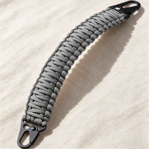 Replacement Paracord Handle for Tactical Bags Durable Woven Carry Strap with Metal Hook Universal Molle Backpack Water Bottle