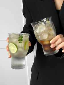 Retro Wide-Mouth Glass Cup Large Capacity American Coffee Soda Water Beverage Fruit Tea Glass Cup Nordic Style Transparent