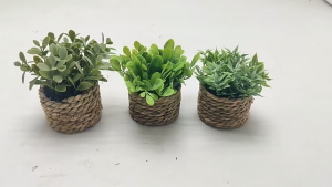 FLECI Green Artificial Potted Plant 11cm Eucalyptus Grass Artificial Decorations Fashion Plastic Leaf Simulated Potted Plants Home Decor