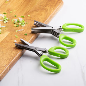 1 Piece Multi-functional Stainless Steel 3/5 Layer Kitchen Scissors Pepper Shredded Chopped Scallion Cutter Cut Cooking Tool