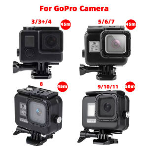 ซองกันน้ำสีดำสำหรับ GoPro 3/3 +/4/5/6/7/8/9/10/11/12 กล้องแอคชั่นแคมเมราสัมผัสฝาหลังใต้น้ำเคสอุปกรณ์เสริม