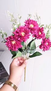 Bunga Krisan Import Cabang 5 Bouquet/Bunga Hias Dekorasi/Bunga Grosir/Bunga Dekorasi (NK-76)