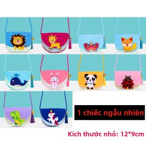 Bộ Dụng Cụ Làm Túi Đeo Chéo Hoạt Hình Dễ Thương Cho Trẻ Em - Chất Liệu Vải Không Dệt Kèm Dây Đeo Dài Đồ Chơi Thủ Công Tự Làm Cho Trẻ Mới Biết Đi