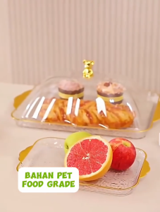 Dekorasi Nampan Tray Mewah/Nampan Dengan Pegangan Handle Gold/Snack Fruit Tray