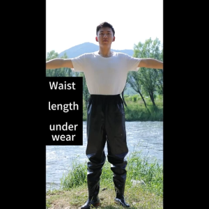 Thickened PVC Waterproof Fishing Wading Pants with Built-in Long Rubber Boots Multipurpose Water Gear for Fishing Aquaculture and Gardening Use