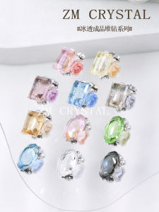 ZM New Super Shiny Ice Transparent Diamond Nail Art Stickers Oval Shape Nail Decorations Beads Sugar Coated Jewelry Accessories