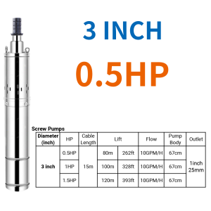 3 Screw Pump 220V Deep Well Submersible Pump Household Auto High Lift High Pressure Stainless Steel Single Phase