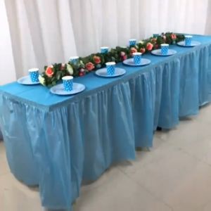 Table Skirts Disposable PEVA Table Cloth Cover Self-adhesive Oil-proof for Party Wedding Reception