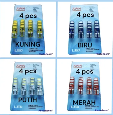 4 PCS Lampu Sen Jelly Kedip LED T10 6 Mata / Paket Bohlam Lampu Sein Variasi Sepeda Motor SEN Jelly LED T10 SEIN Reting Motor Flash Stobo - BIRU