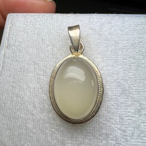 35055V- MẶT DÂY CHUYỀN BẠC  ĐÁ MẶT TRĂNG ( THIÊN NHIÊN )