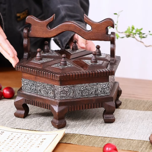 กระบุงสปาไม้สไตล์ลาวัณย์ 6 ช่อง เหมาะสำหรับเก็บน้ำมันหอมระเหยและตากแห้ง