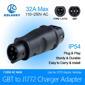 Kolanky EV Adapter GBT to Type 1 7.2KW 32A 1P AC EV Connector for SAE J1772 Type 1 Standard Electric Vehicles Charing IP54