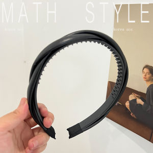 South Korea Elegant Retro Cross Cable Stitch Leather Headband Minimalist Fancy Thin Headband High Skull Top Hair Pressing Hairpin Female