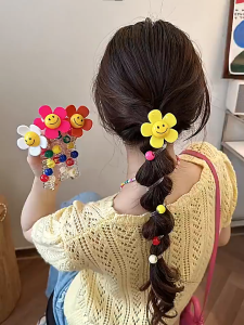 FAMILY`S CHOICE Sweet Girls Sunflower Spiral Hair Rope Hair Tie Rubber Ponytails Hair Accessory