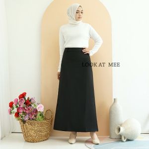 [free gift] Rok Kerja Panjang Hitam Rok A Line rok sma smk kuliah Bahan tebal halus Formal Kantor promo ter murah