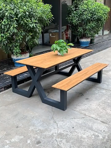 เฟอร์นิเจอร์กลางแจ้ง เฟอร์นิเจอร์สวน โต๊ะและเก้าอี้กลางแจ้ง ตารางสำหรับระเบียงลานระเบียง Murah รับประทานอาหาร