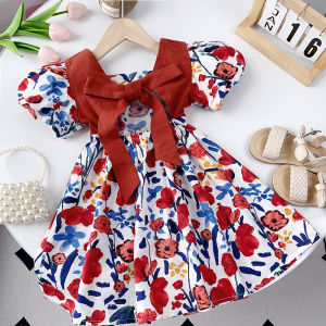 หมีผู้นําสาวเสื้อกั๊กกระโปรงฤดูร้อนเสื้อใหม่เสื้อผ้าเด็กตุ๊กตาปกเสื้อกั๊กแฟชั่นลายสก๊อตเด็กบินแขนบางด้านบน