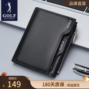 Golf Mens Wallet Leather Coin Purse Multi-Card Short Style Student Fashion Brand Business OL Pure Color Vertical Shape