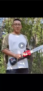 REAIM Cordless Chainsaw Electric Hand Saw Portable Wood Cutter 12inch rechargeable SawHandheld high-power Chainsaw Heavy Duty