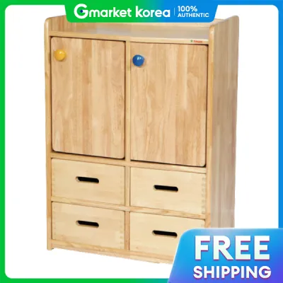 Tủ quần áo có ngăn kéo bằng gỗ tự nhiên cho 4 người đồ dùng cho nhà trẻ trường mầm non J-131 gỗ