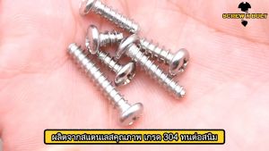 เครื่องสำอางสกรู น็อต หัวกลม แฉก + ขันพลาสติก สแตนเลส 304 เกลียวปล่อย ปลายตัด M3 M3.5 M4 M5 / Pan Head Phil Type-B SUS304