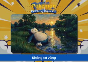 Bandai | Tấm Lót Chơi Bài Snorlax Sunset Lake TCG Chống Thấm Chống Trượt Thiết Kế Vùng Cao Su Dành Cho Chơi Game Và Sử Dụng Trên Máy Tính Để Bàn