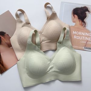 บราคัพคงที่แบบชิ้นเดียวไร้สายที่สะดวกสบายสําหรับสุภาพสตรี นุ่ม รองรับ ผ้าไหม ชุดชั้นในยกกิริยาเพื่อรวบรวมหน้าอกด้านข้าง