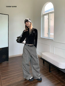 American Style Casual Pants Women Loose Wide Leg Long Trousers Autumn New Style Versatile Loose Straight Cut Floor-Length