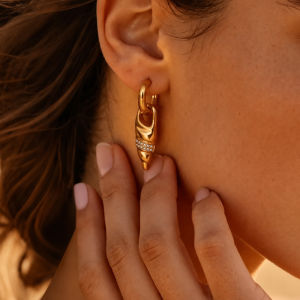 Punk Metal Conch Element Earrings for Women Gold Color Fashion Temperament Summer Jewelry Gift