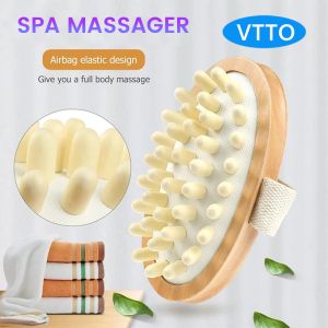 VTTO 1ชิ้นแปรงกำจัดเซลลูไลท์ร่างกายน้ำมันหอมระเหยไม้ช่วยผ่อนคลายหวีขนแบบนวดรองรับการกระแทกทาผิวหนังที่ตายแล้ว แปรงนวดศีรษะ