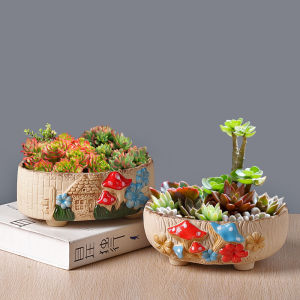 Simple Ceramic Planters Large Diameter Succulent Pot Set Combination Meaty Snack Plate Big Clay Bowl Potted Plants Decor