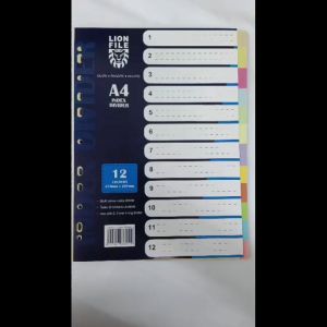 🔱Lion File A4 Index Divider Index Seperator Paper Type 4Sets (12Colors)