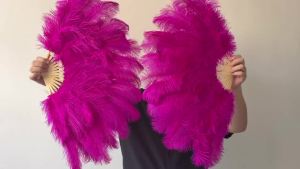 1/2pcs Fluffy Ostrich Feather Fan Burlesque Hand Fan Wedding Stage Performance Dance Party Carnival Decor Photoshoot Prop