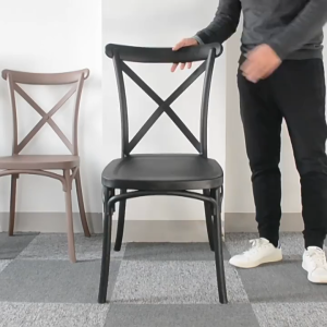 Orange เก้าอี้พลาสติก เก้าอี้พลาสติกมีพนักพิง เก้าอี้กินข้าว สไตล์เรียบง่าย วางซ้อนกันได้ เก้าอี้