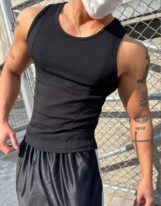 Fitness Vertical Striped Thick-threaded I-shaped Vest High-elastic Tight Sleeveless Waistcoat Quick-drying And Cool Sensation